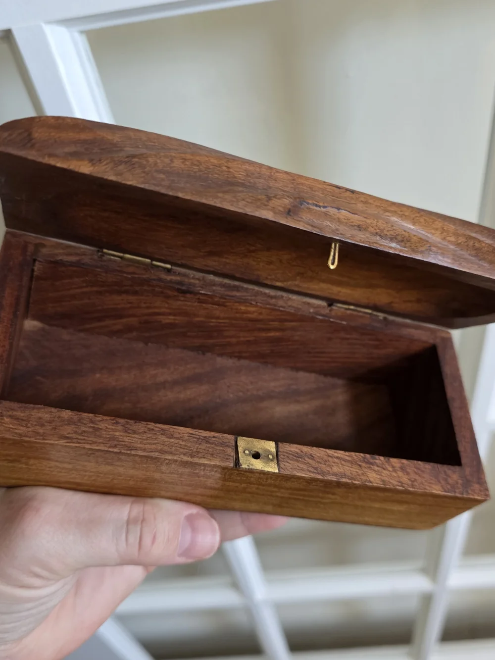 Walnut Wood Trinket Box MCM Handcrafted Carved